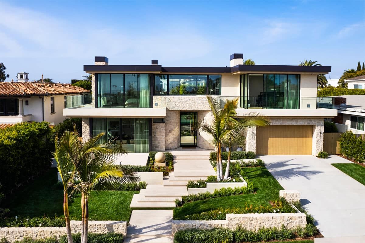 Pacific Grandeur contemporary limestone facade in Manhattan Beach